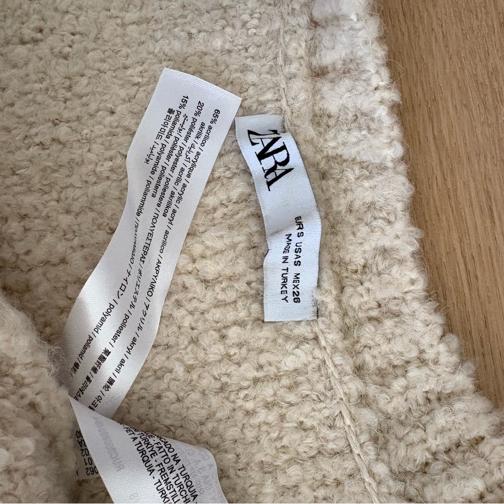 Zara Women's Cream Boucle Knit Textured Jacket S - Picture 2 of 2